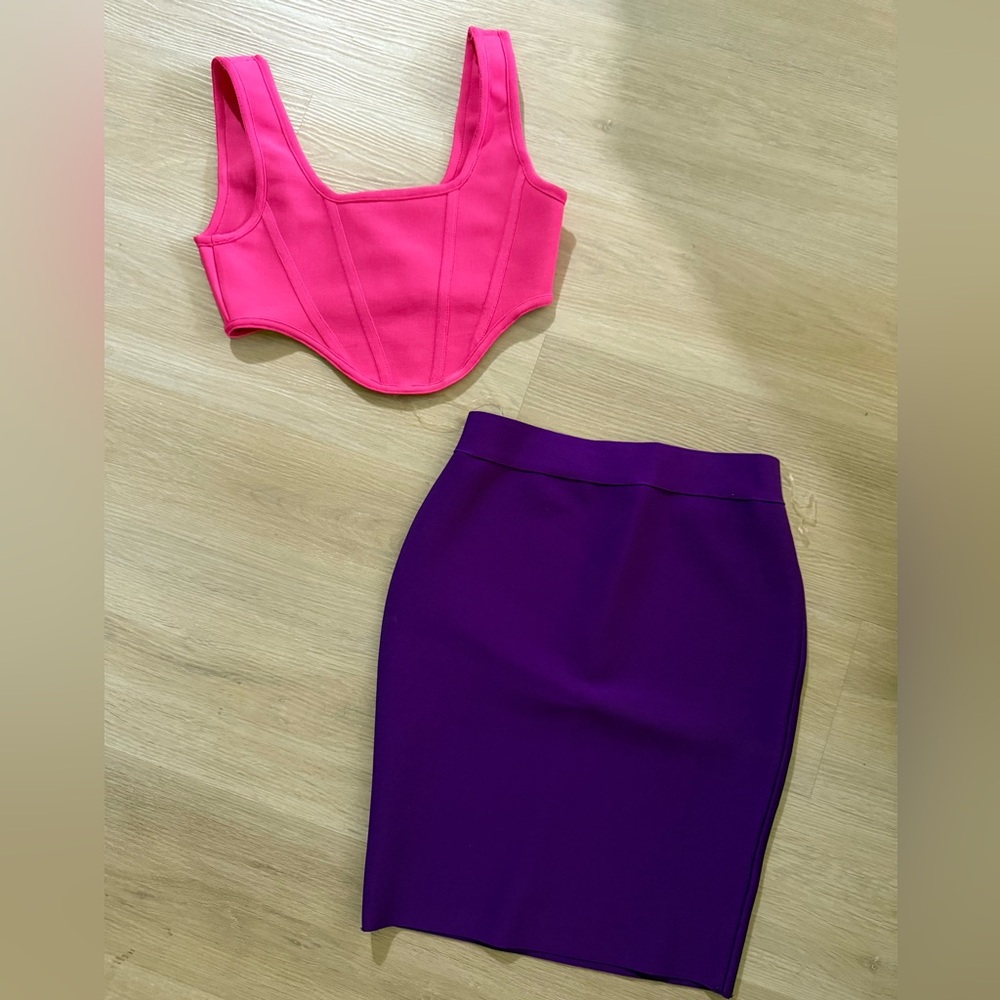Color block skirt set
